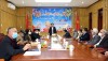 Đồng chí Trương An Ninh- UVTV Tỉnh ủy- Bí thư Thị ủy phát biểu tại buổi gặp mặt.
