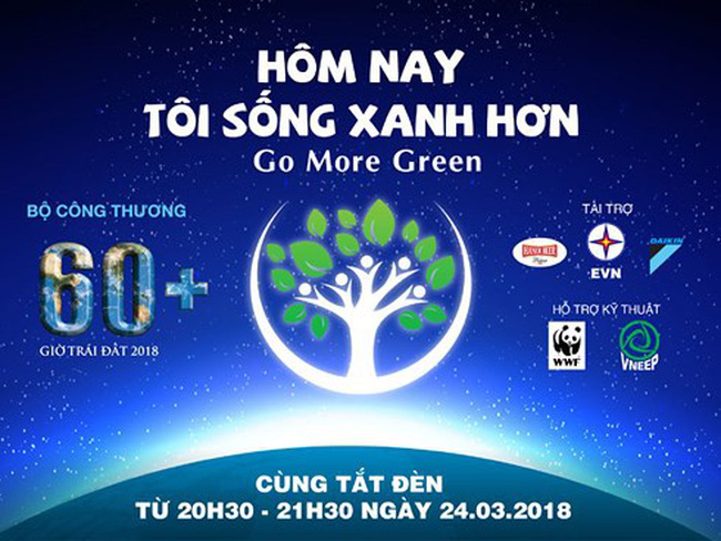 Chiến dịch Giờ Trái đất sẽ diễn ra từ 20h30 - 21h30 ngày 24/3/2018