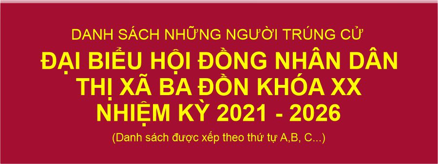 Danh sách những người trúng cử đại biểu HĐND thị xã Ba Đồn khóa XX, nhiệm kỳ 2021 - 2026.