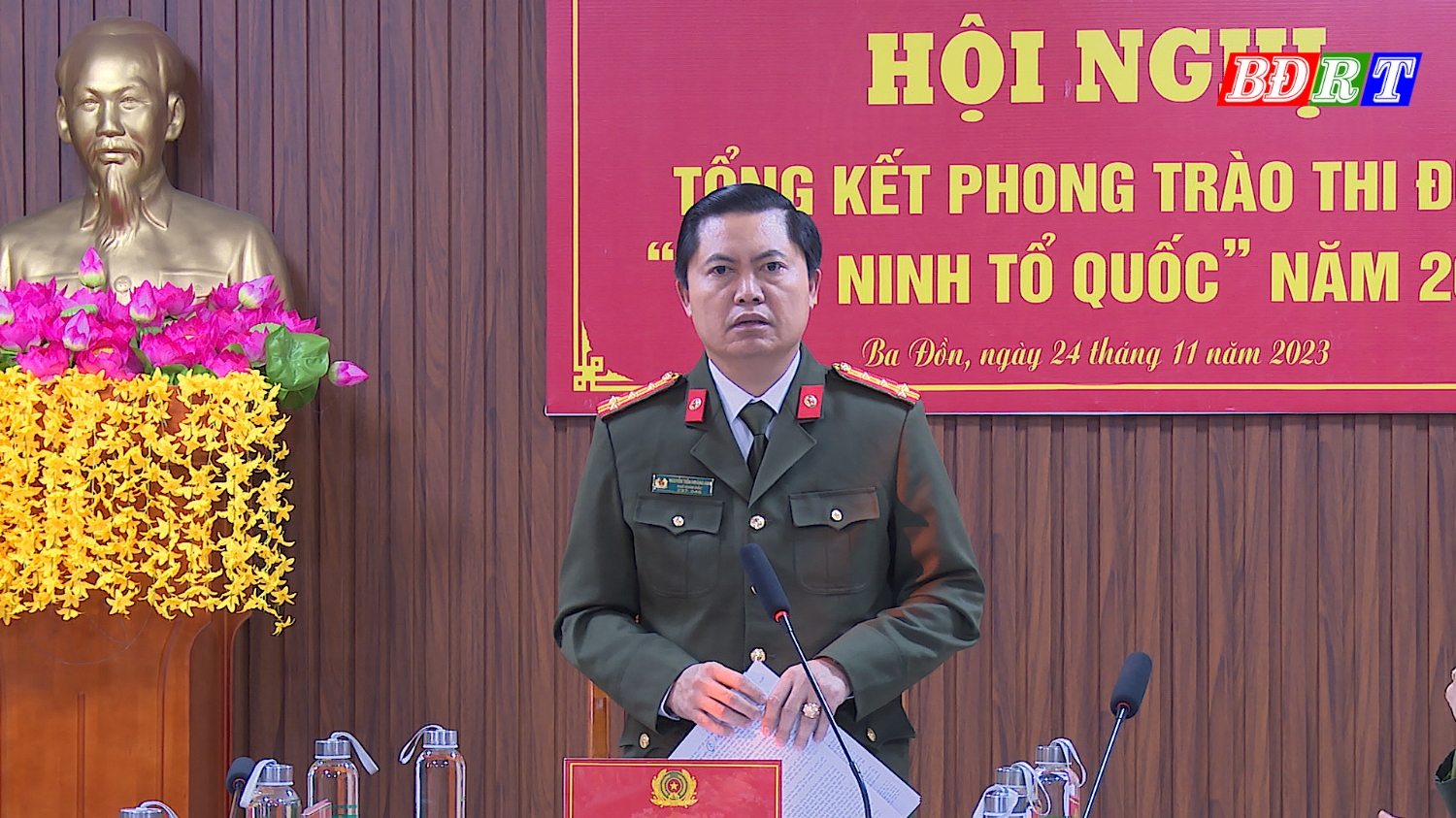 Đại tá Nguyễn Tiến Hoàng Anh, Phó giám đốc Công an tỉnh chủ trì hội nghị