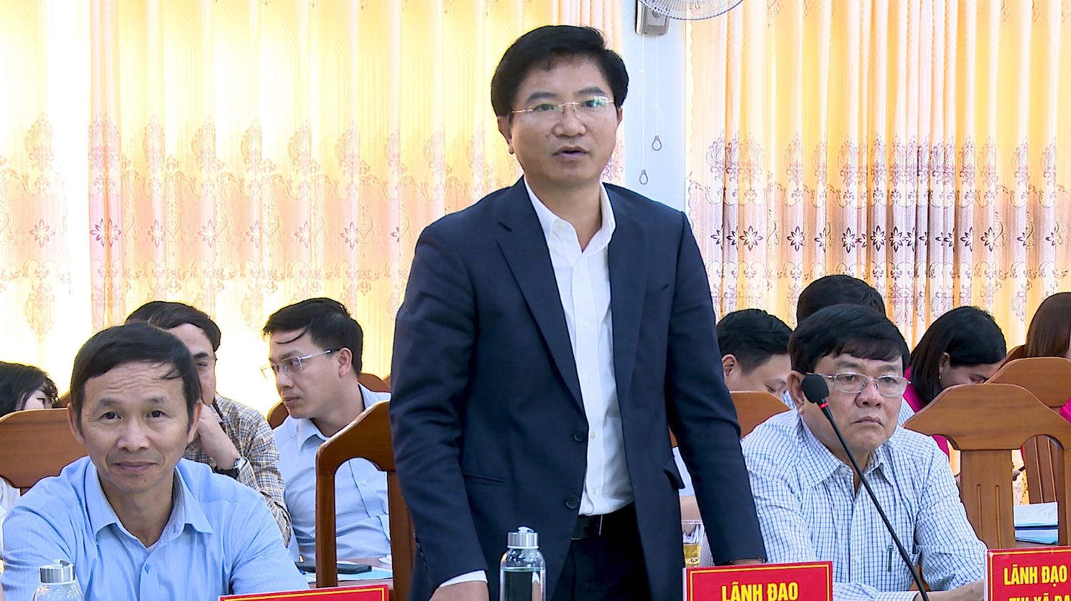 Đồng chí Trương An Ninh, UVTV Tỉnh ủy, Bí thư Thị ủy phát biểu tại buổi làm việc
