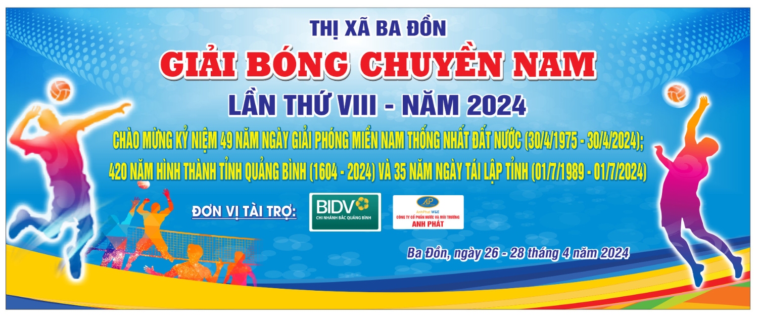 Thông báo và mời xem Giải bóng chuyền nam thị xã Ba Đồn lần thứ VIII năm 2024.