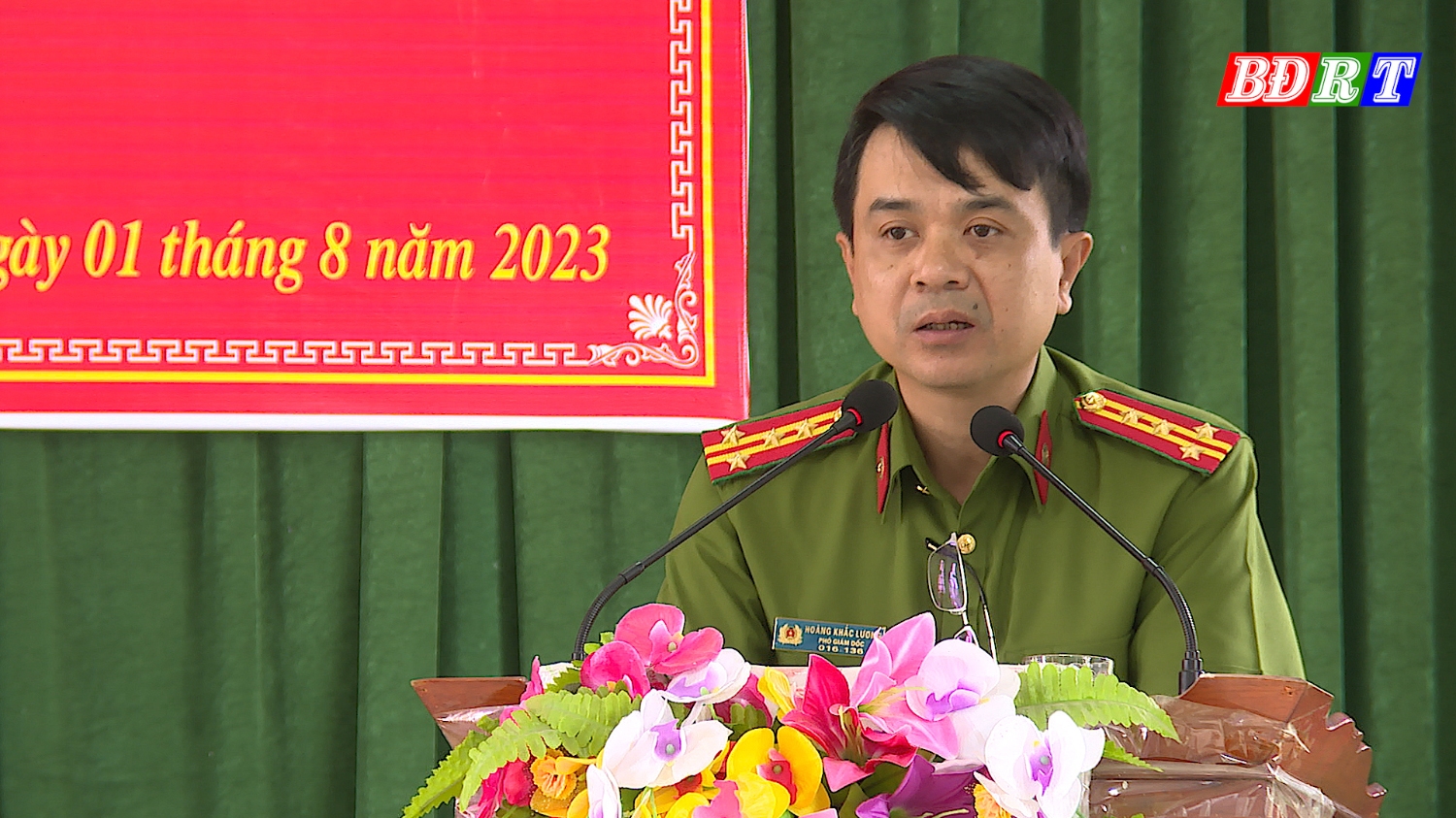 Đại tá Hoàng Khắc Lương Phó Giám đốc Công an tỉnh Quảng Bình phát biểu chỉ đạo tại ngày hội