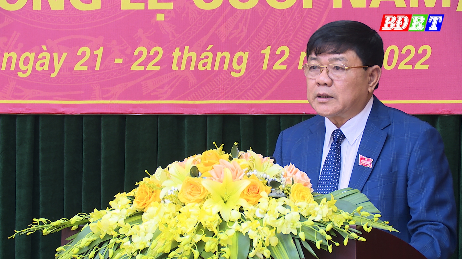 Đồng chí Đoàn Minh Thọ, Phó Bí thư Thị ủy, Chủ tịch UBND thị xã đã phát biểu tại kỳ họp