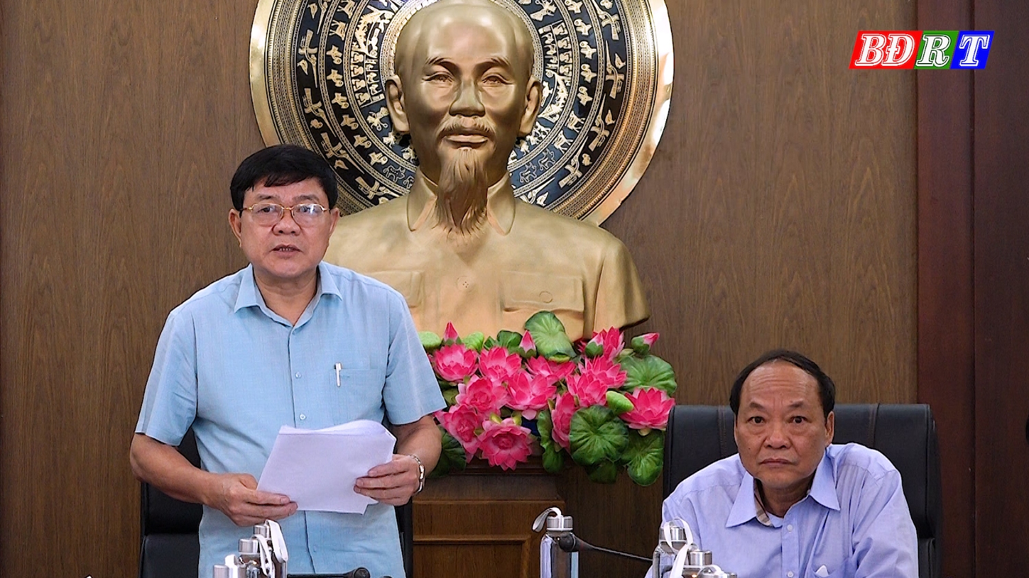 Đồng chí Đoàn Minh Thọ Phó Bí thư Thị ủy Chủ tịch UBND thị xã Ba Đồn phát biểu tại buổi làm việc