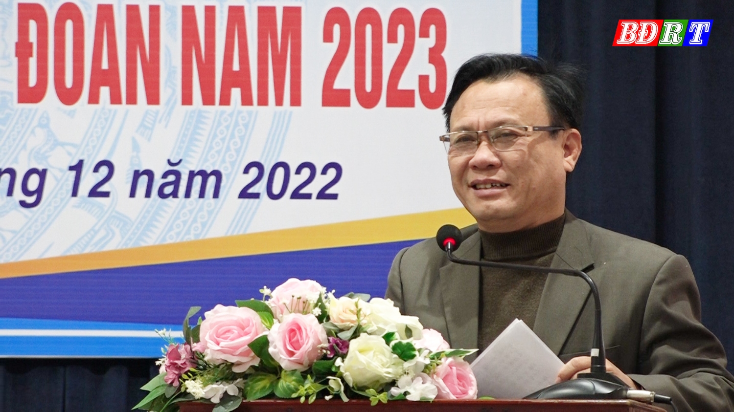 Đồng chí Phạm Duy Quang phát biểu tại hội nghị