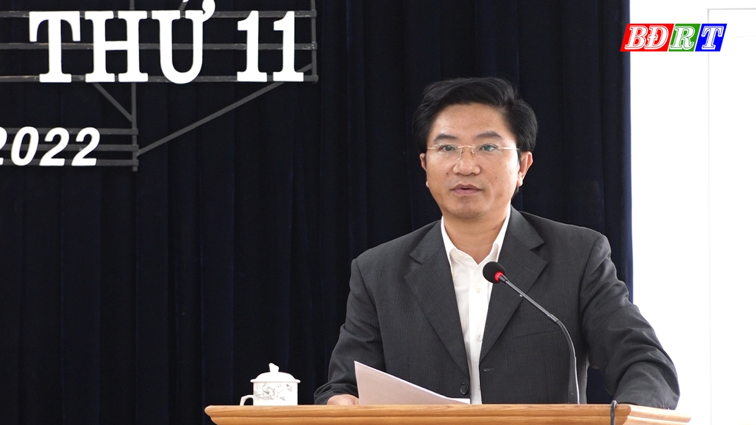 Đồng chí Trương An Ninh UVTV Tỉnh ủy Bí thư Thị ủy Ba Đồn phát biểu kết luận tại hội nghị