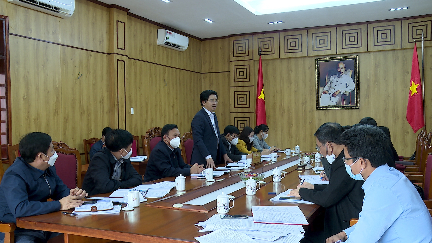 Đồng chí Trương An Ninh UVTV Tỉnh ủy Bí thư thị ủy Ba Đồn phát biểu tại buổi làm việc