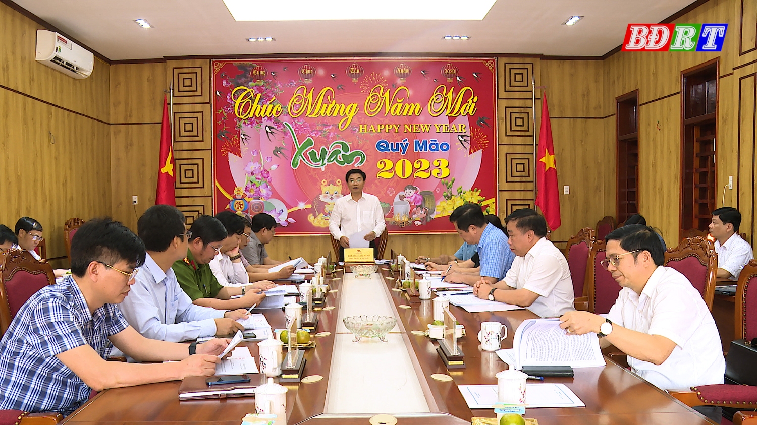 Đồng chí Trương An Ninh, UVTV Tỉnh ủy, Bí thư Thị ủy phát biểu tại Hội nghị.