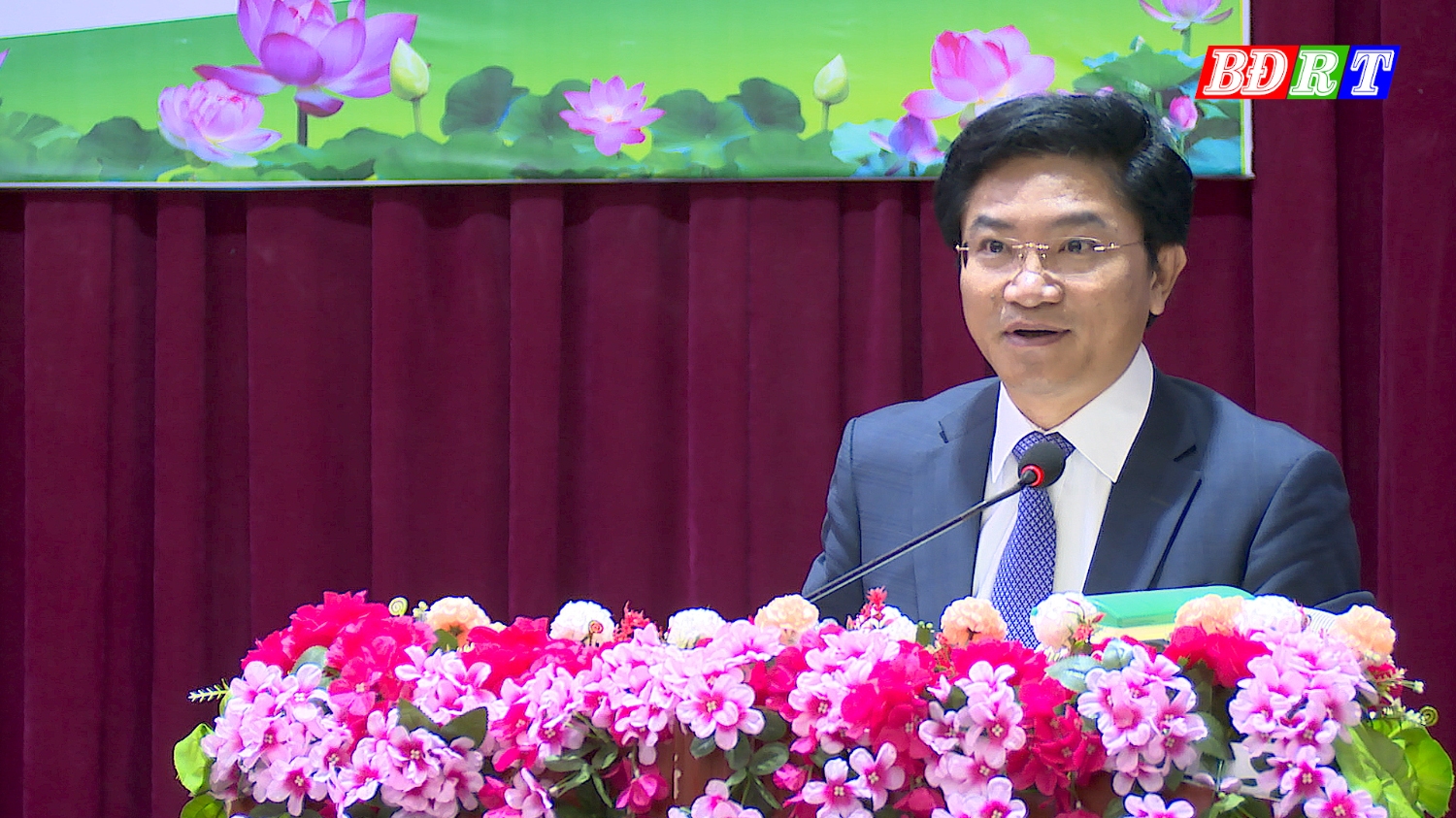 Đồng chí Trương An Ninh, UVTV Tỉnh ủy, Bí thư Thị ủy phát biểu tại hội nghị