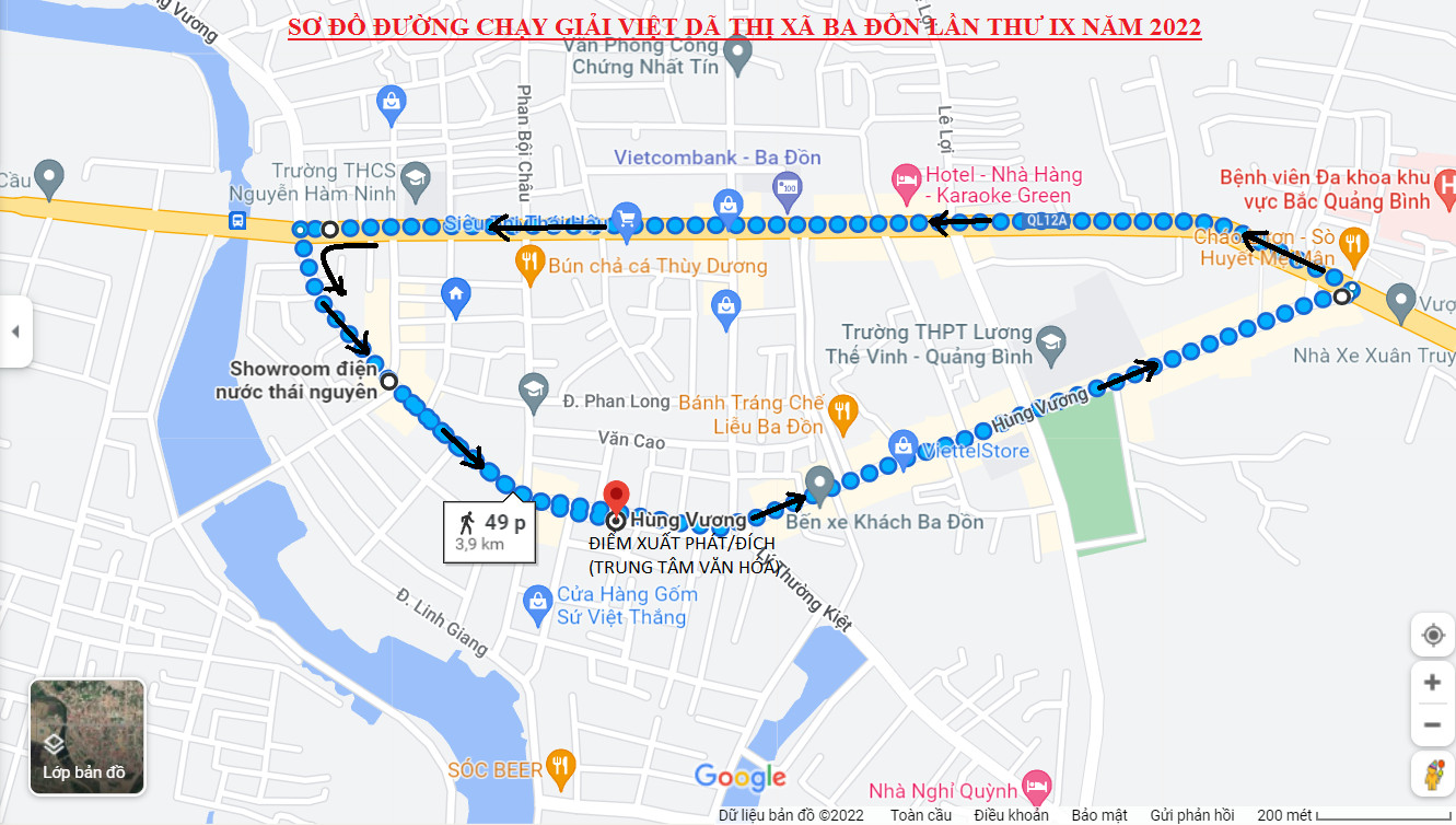 Sơ đồ đường chạy Giải việt dã (nam) trong chương trình  Đại hội TDTT thị xã Ba Đồn lần thứ IX (2021 – 2022)